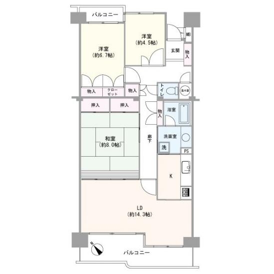 多摩川ハイム 3号棟-1-間取図(平面図)