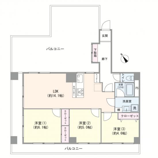 シャトレー北馬込-1-間取図(平面図)