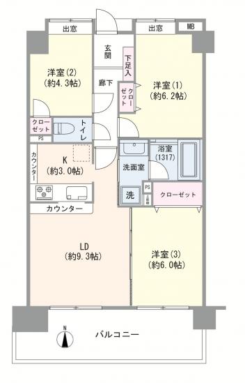 コスモ西蒲田-1-間取図(平面図)