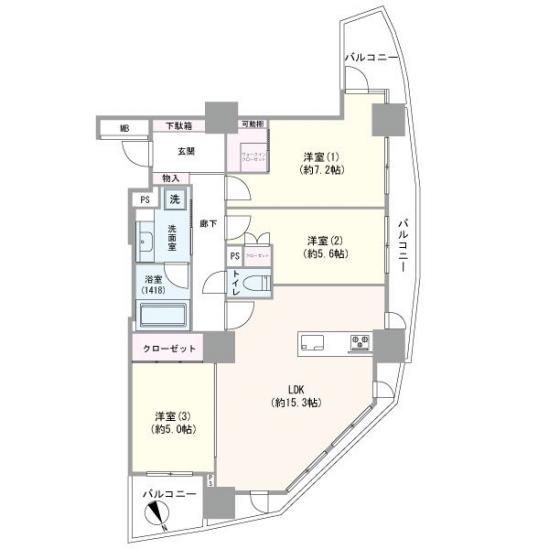 ドレッセ目黒インプレスタワー-1-間取図(平面図)