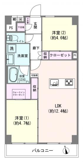 五反田スカイマンション-1-間取図(平面図)