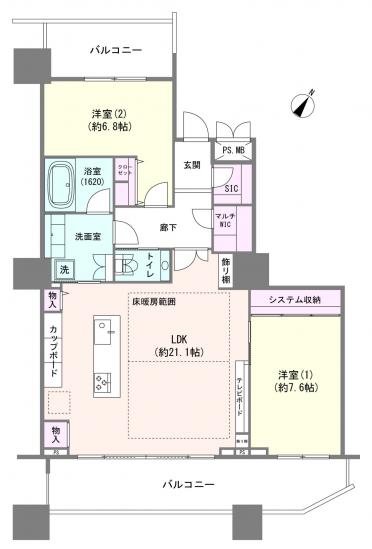 パークタワー東京フロント-1-間取図(平面図)