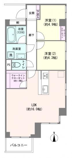 テイジン蒲田ビューハイツ-1-間取図(平面図)