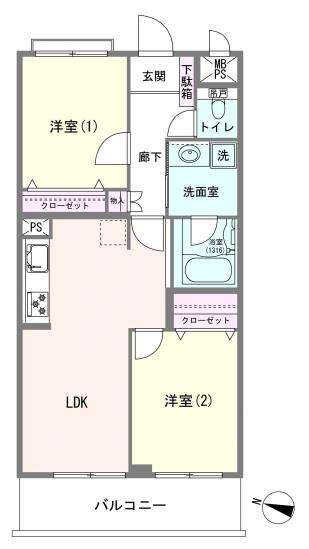 仲池上センターハイツ-1-間取図(平面図)