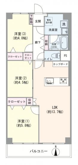 多摩川ビューハイツ-1-間取図(平面図)