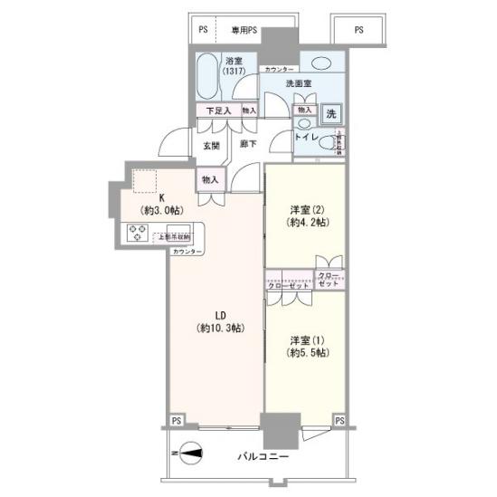 ベイクレストタワー-1-間取図(平面図)