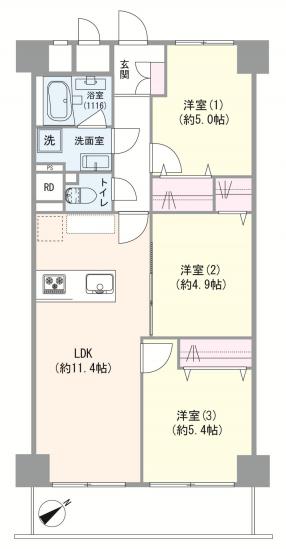 メイツ品川-1-間取図(平面図)