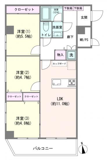 トーア大森マンション-1-間取図(平面図)