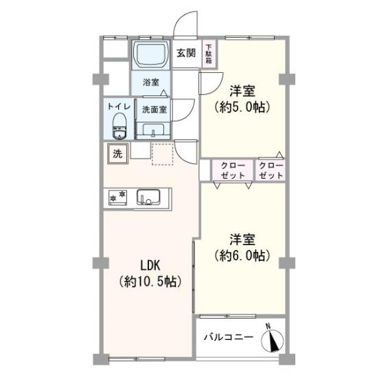 西大井コーポラス-1-間取図(平面図)