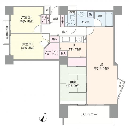 朝日ツイン目黒　A 棟-1-間取図(平面図)