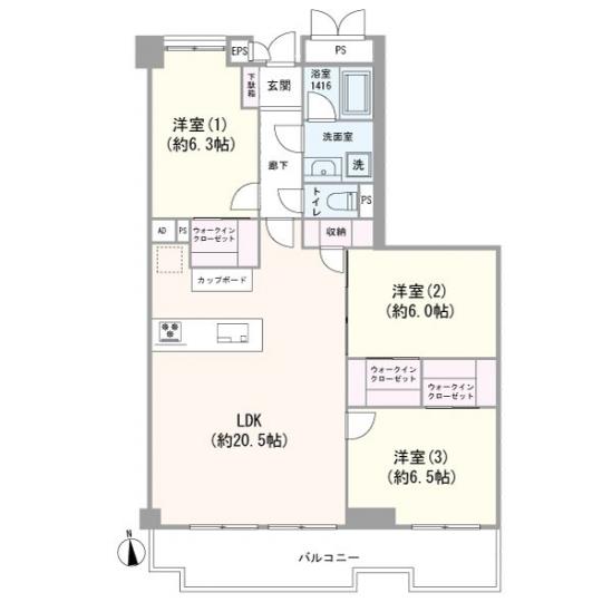日商岩井大岡山第２マンション-1-間取図(平面図)