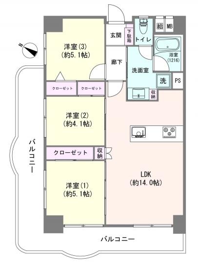 ハイネス目黒-1-間取図(平面図)
