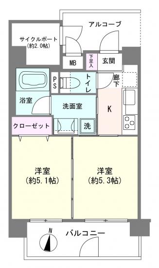 ＧＥ多摩川フロント-1-間取図(平面図)