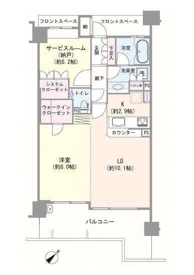 シャールレーク大井桜通り-1-間取図(平面図)