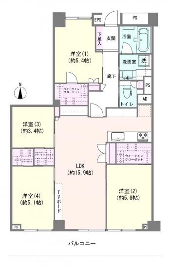 日商岩井大岡山第２マンション-1-間取図(平面図)