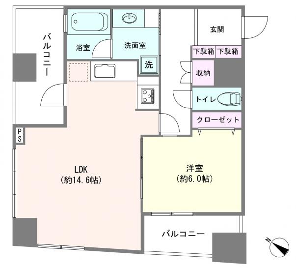 サンウッド品川天王洲タワー-1-間取図(平面図)