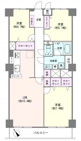 南馬込スカイマンション-1-間取図(平面図)