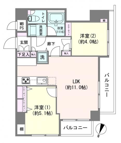 セザール大森本町-1-間取図(平面図)