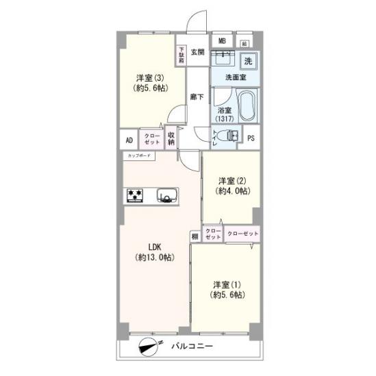 メガロン仲六郷-1-間取図(平面図)