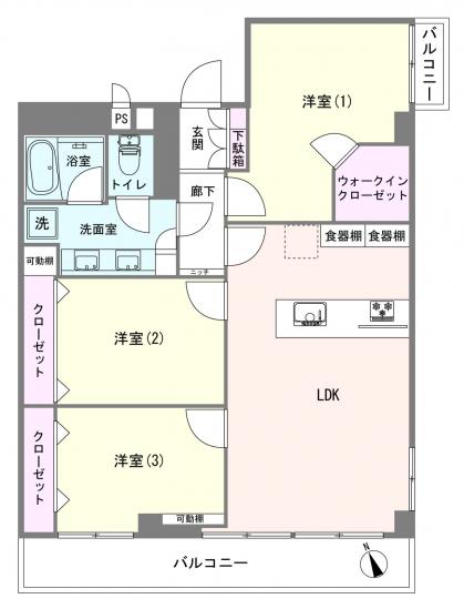 ハイライフ第２大森-1-間取図(平面図)