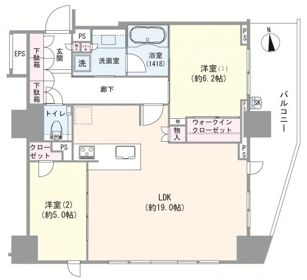 グランリビオ高輪三丁目-1-間取図(平面図)