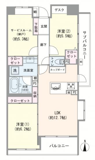 コスモ高輪シティフォルム-1-間取図(平面図)