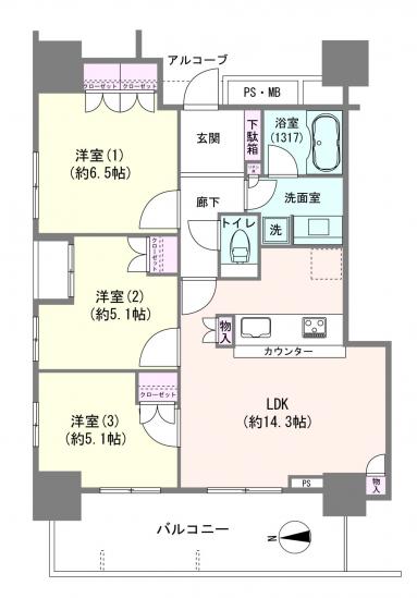 Ｂｒｉｌｌｉａタワー品川シーサイド-1-間取図(平面図)