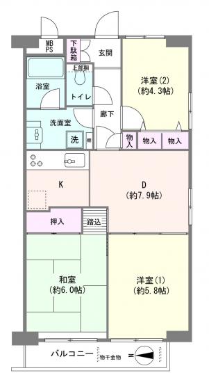 ダイアパレス東浅草-1-間取図(平面図)