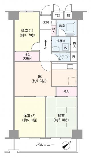 曳舟東ビューハイツ-1-間取図(平面図)