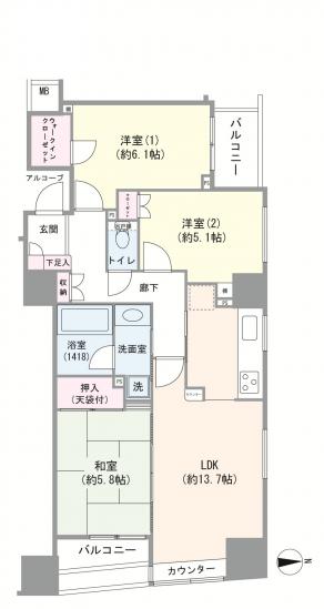 上野アインスタワー-1-間取図(平面図)