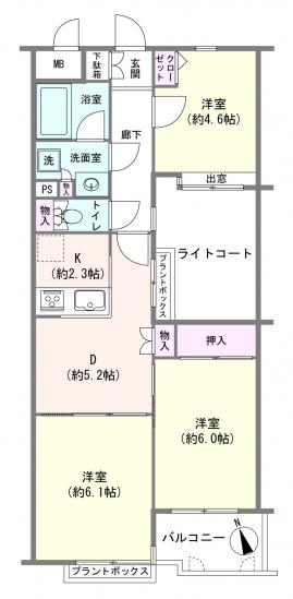 ワコーレ町屋-1-間取図(平面図)