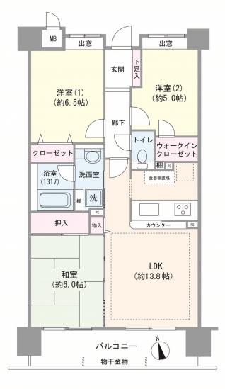 コスモ江戸川中央グレイスフォルム-1-間取図(平面図)