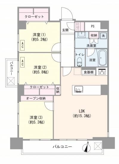 コモンシテイ小岩-1-間取図(平面図)