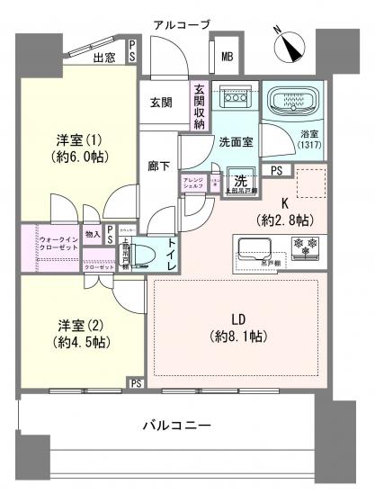 ライオンズ東京根岸グランフォート-1-間取図(平面図)