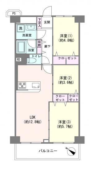 ローズハイツ平井-1-間取図(平面図)