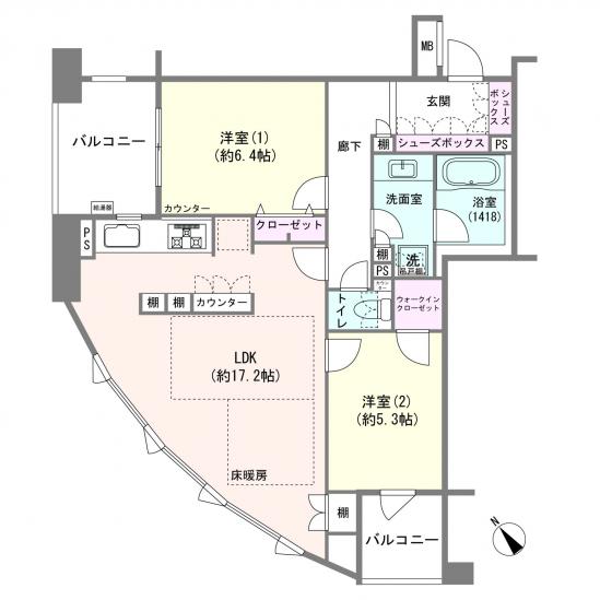 グランスイート文京本駒込-1-間取図(平面図)