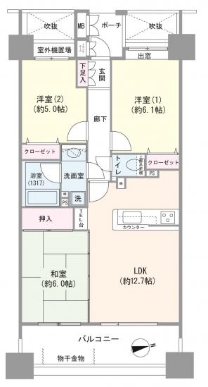 クレアシティフラン・クオーレ-1-間取図(平面図)