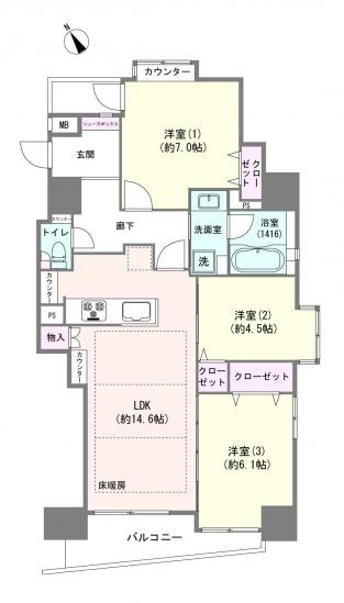 ライオンズマンション両国リバーステージ-1-間取図(平面図)