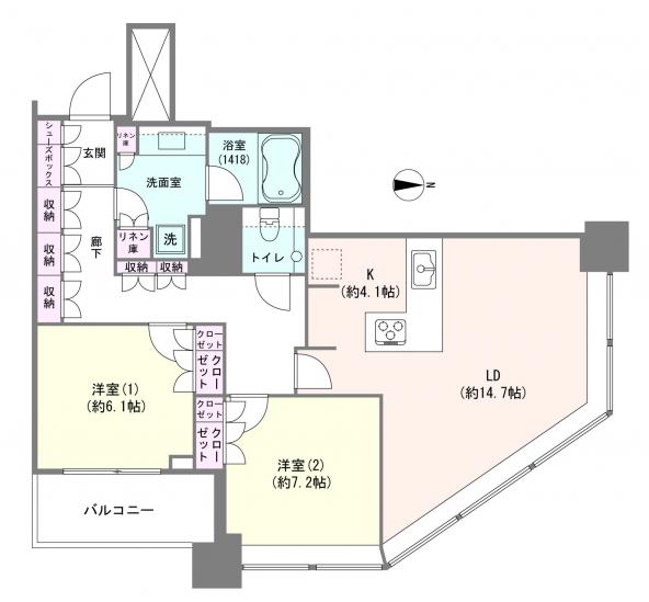 Ｂｒｉｌｌｉａタワー東京(ブリリアタワー東京)-1-間取図(平面図)