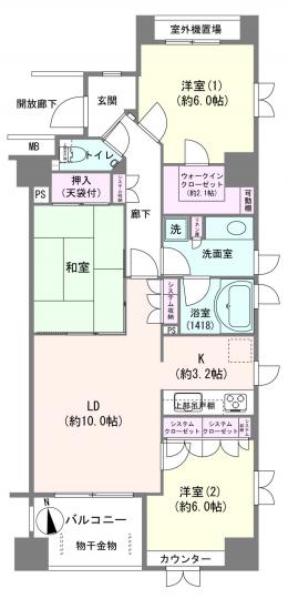 グランシティ上野松が谷-1-間取図(平面図)
