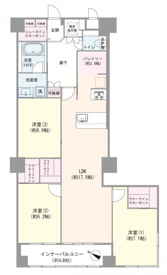 曳舟ダイヤモンドマンション-1-間取図(平面図)