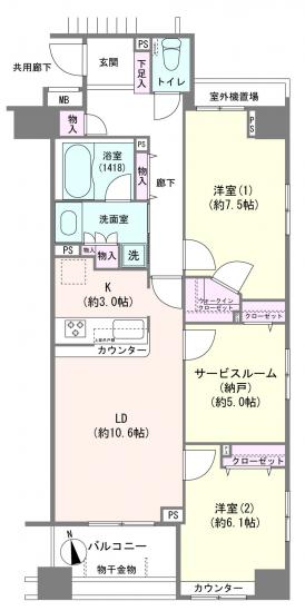 プリムローズ浅草ウエスト-1-間取図(平面図)
