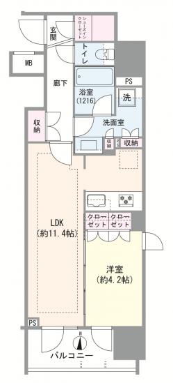 サンウッド錦糸町フラッツ-1-間取図(平面図)