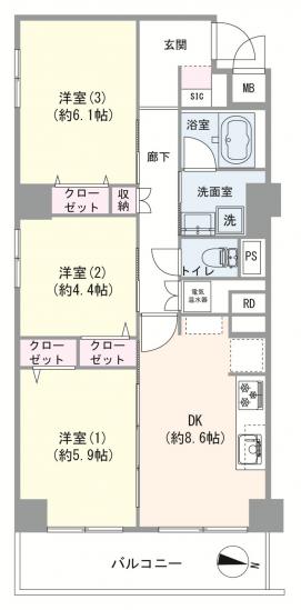 シャルム錦糸町-1-間取図(平面図)