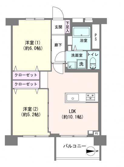 業平橋住宅-1-間取図(平面図)
