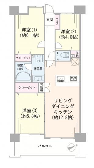 カーサ浅草桜橋-1-間取図(平面図)