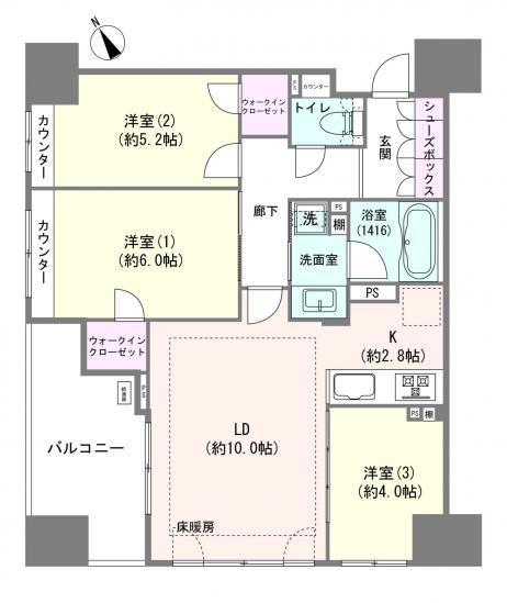 グローベルザ・シティ上野入谷-1-間取図(平面図)