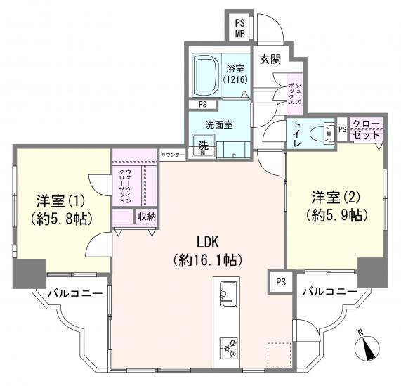 ロワール浅草寿-1-間取図(平面図)