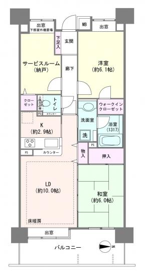 コスモ浅草桜橋リバーステージ-1-間取図(平面図)