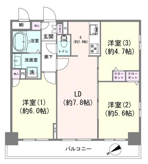 藤和シティコープ上野Ⅱ-1-間取図(平面図)